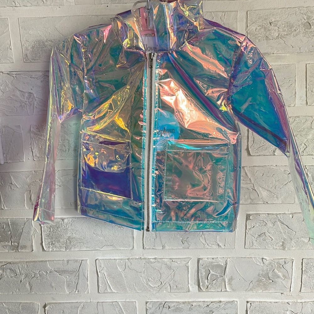 I love plum iridescent rain coat